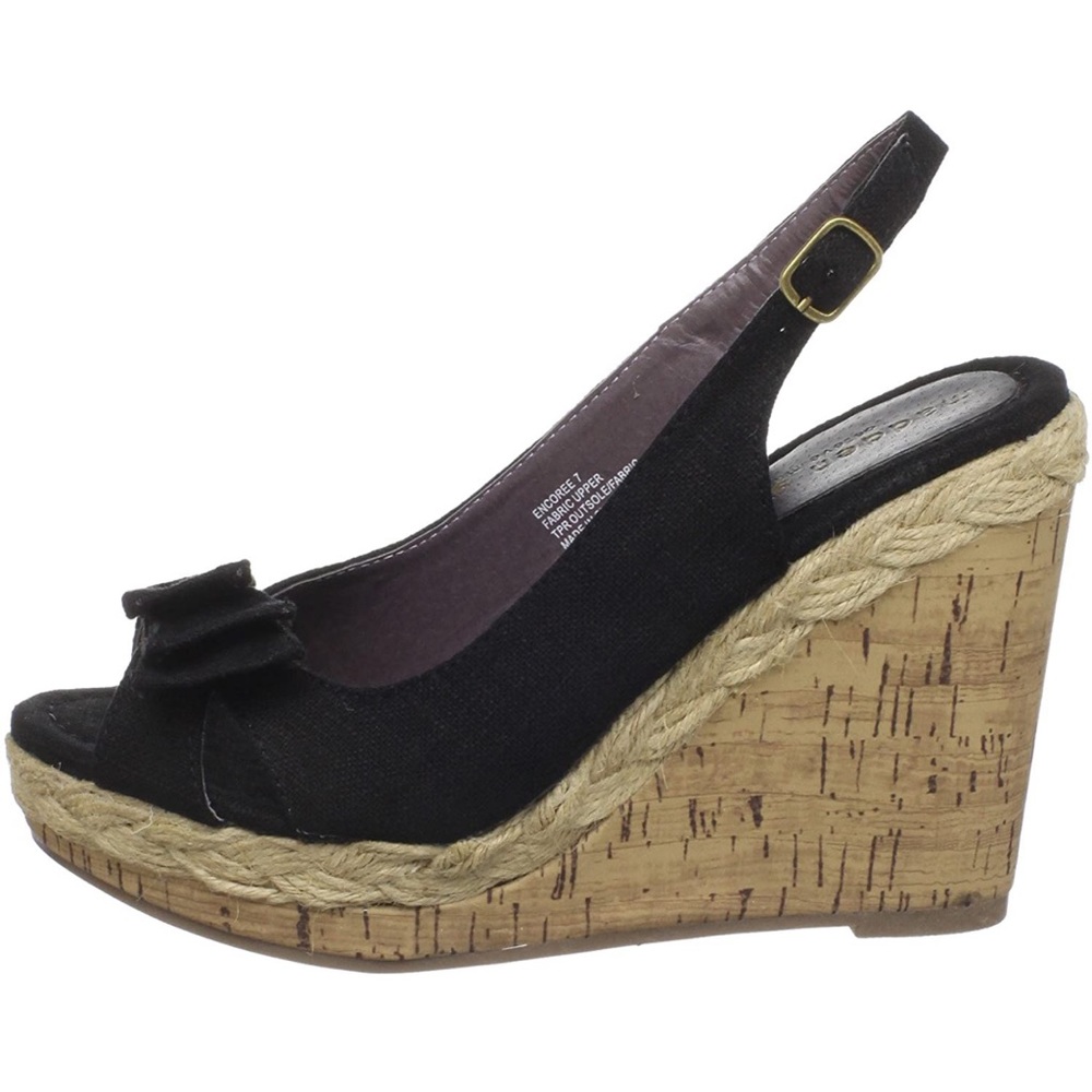 Madden Girl Black Peep Toe Wedges 8